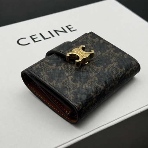 Celine Triomphe Canvas Fine Strap Wallet Nino Tan - Image 8