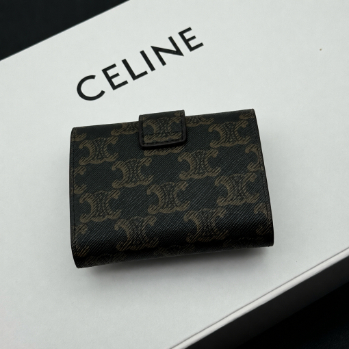 Celine Triomphe Canvas Fine Strap Wallet Nino Tan - Image 6