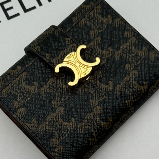 Celine Triomphe Canvas Fine Strap Wallet Nino Tan - Image 3