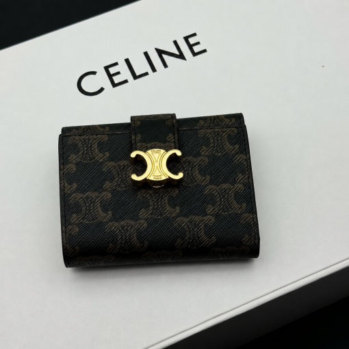 Celine Triomphe Canvas Fine Strap Wallet Nino Tan - Image 2