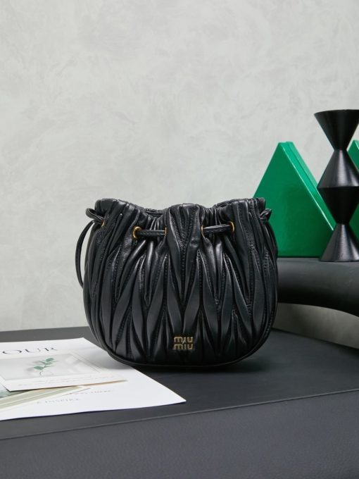 Miu Miu Matelassé Nappa Leather Pouch Black - Image 2