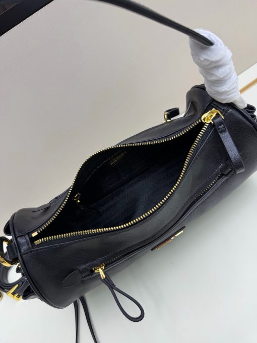 Prada Women's Black Small Logo-Plaque Drawstring 1A296 Shoulder Bag - Image 8