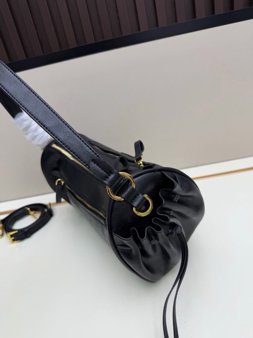 Prada Women's Black Small Logo-Plaque Drawstring 1A296 Shoulder Bag - Image 4