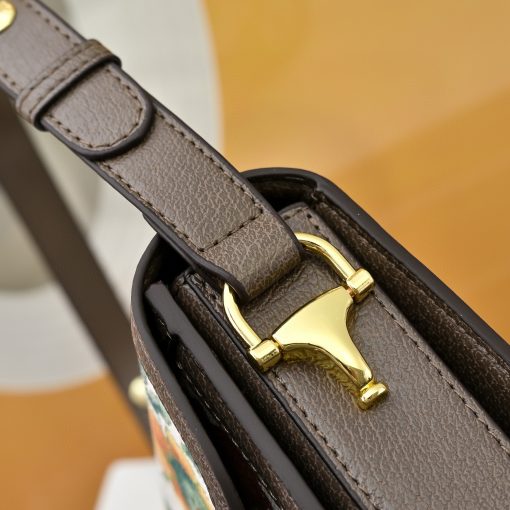 Gucci Horsebit 1955 Floral Print Canvas Shoulder Bag - Image 6