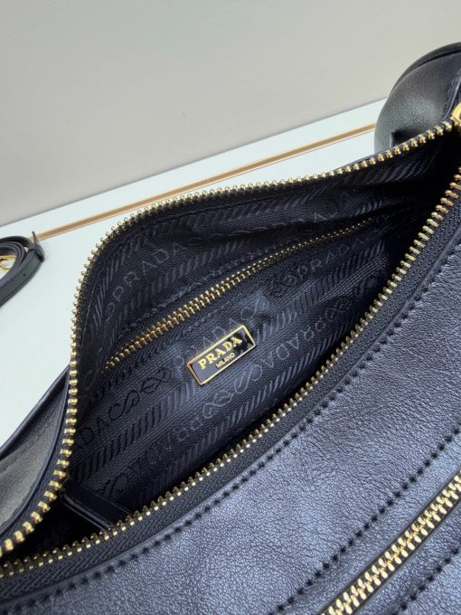 Prada Women's Black Small Logo-Plaque Drawstring 1A296 Shoulder Bag - Image 9