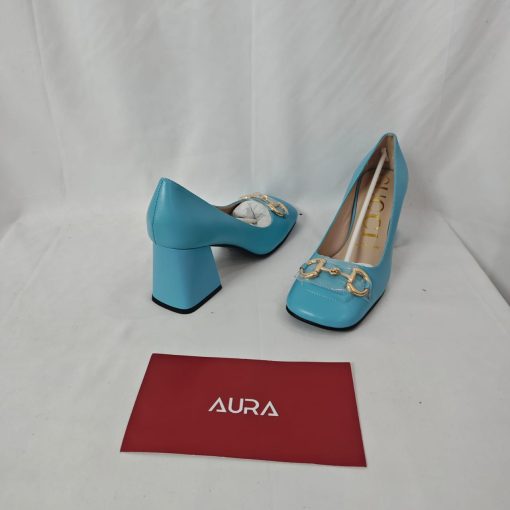 Gucci Women's Mid Heel Pump With Horsebit Blue - Image 3