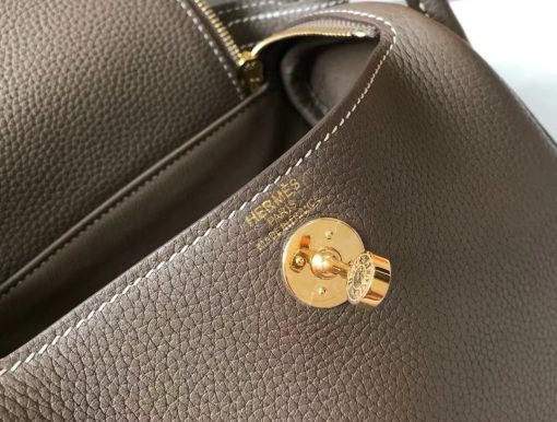 Hermes Mini 19Cm Lindy Taurillon Clemence Etoupe With Gold Hardware - Image 9