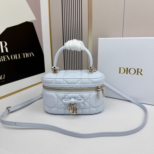 Dior Mini Vanity Ice Blue Cannage Lambskin - Image 9