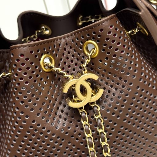 Chanel 25 Small Perforated Calfskin Dark Brown With Gold Hardware - Image 3