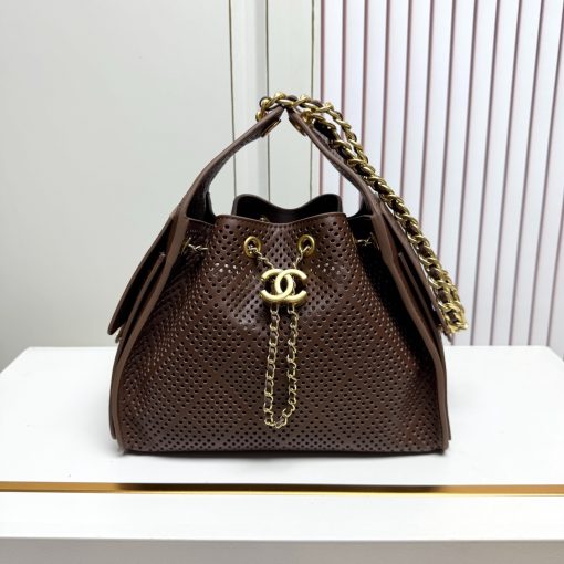 Chanel 25 Small Perforated Calfskin Dark Brown With Gold Hardware - Image 7
