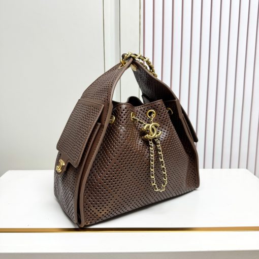 Chanel 25 Small Perforated Calfskin Dark Brown With Gold Hardware - Image 10