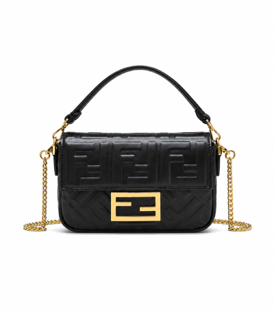 Fendi Baguette Mini Embossed FF Lambskin Bag