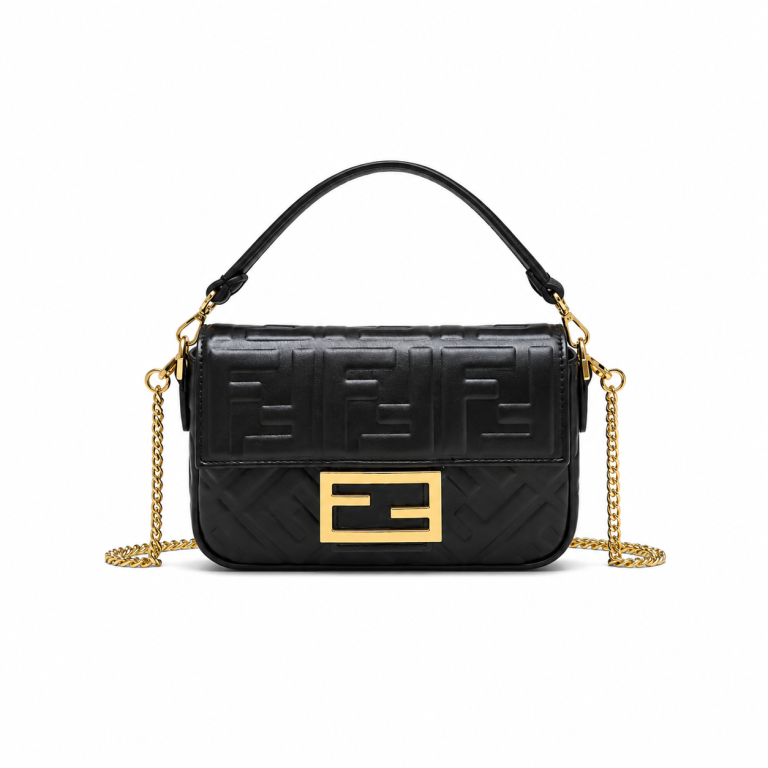 Fendi Baguette Mini Embossed FF Lambskin Bag