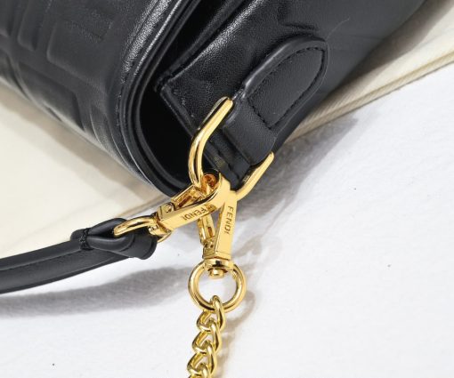 Fendi Baguette Mini Embossed FF Lambskin Bag - Image 9