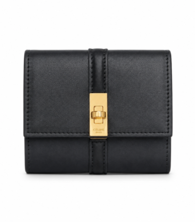 CELINE Small Trifold Wallet Smooth Calfskin Black