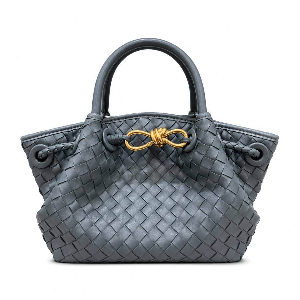 Bottega Veneta Small Andiamo Woven Handbag Grey