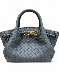 Bottega Veneta Small Andiamo Woven Handbag Grey
