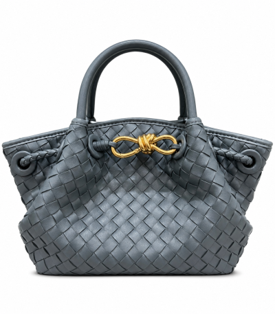 Bottega Veneta Small Andiamo Woven Handbag Grey
