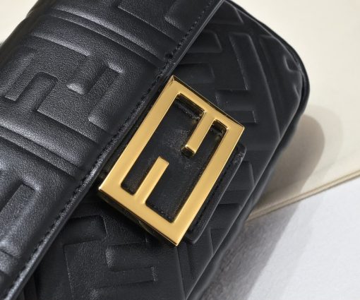 Fendi Baguette Mini Embossed FF Lambskin Bag - Image 3