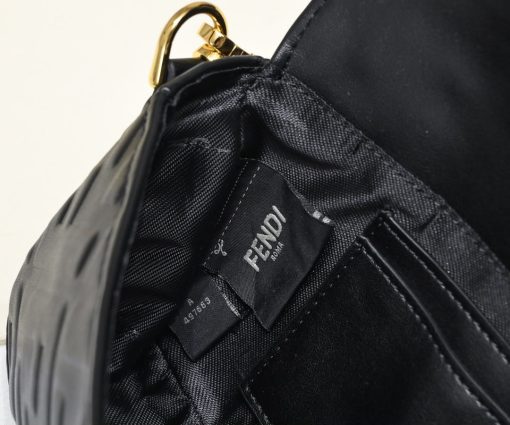 Fendi Baguette Mini Embossed FF Lambskin Bag - Image 4