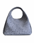 Bottega Veneta Campana Large Intrecciato Suede Shoulder Bag Grey