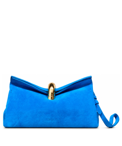 Jacquemus Le Calino Bag Blue Suede Gold-tone Metal Clasp Wristlet