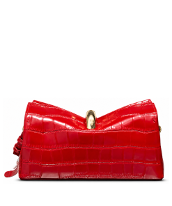 Jacquemus Le Calino Bag Red Croc-Embossed Patent Leather Gold-tone Metal Clasp Wristlet