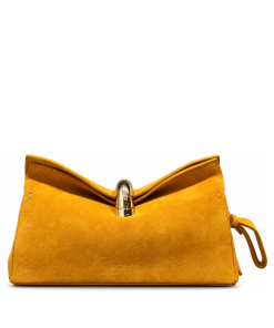 Jacquemus Le Calino Bag Mustard Suede Silver-tone Metal Clasp Wristlet
