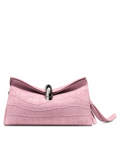 Jacquemus Le Calino Bag Pink Croc-Embossed Suede Silver