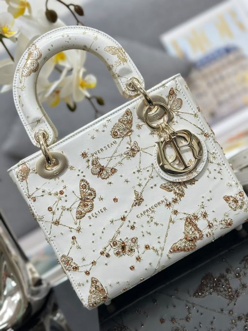Dior Small Lady D-Joy Butterfly Zodiac White Embroidered - Image 5