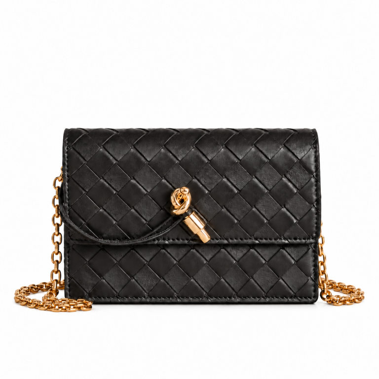 Bottega Veneta Andiamo Pouch on Chain Black
