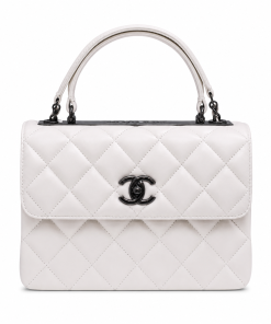 Chanel Small Trendy CC Flap Bag White Lambskin So Black
