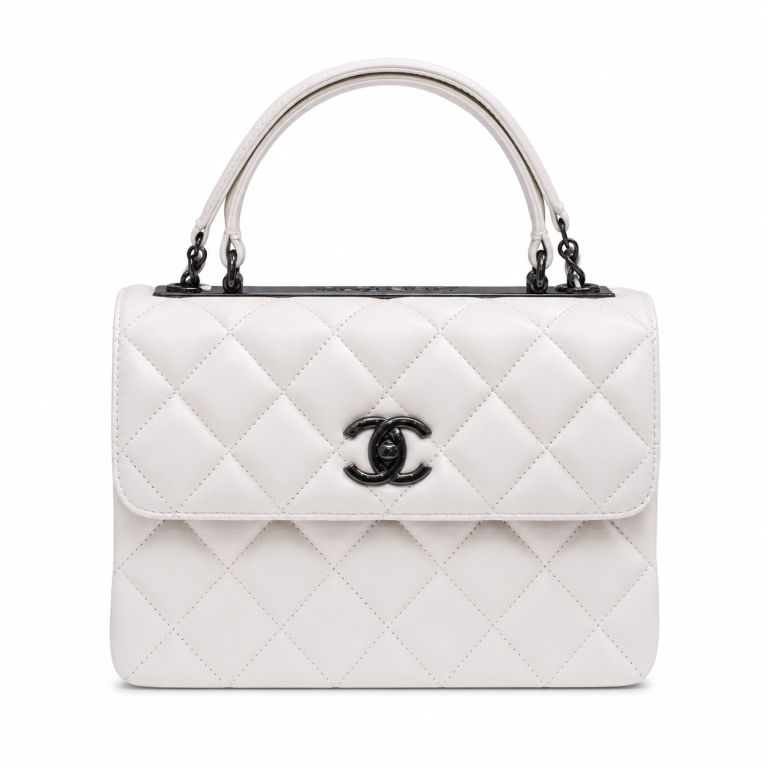 Chanel Small Trendy CC Flap Bag White Lambskin So Black