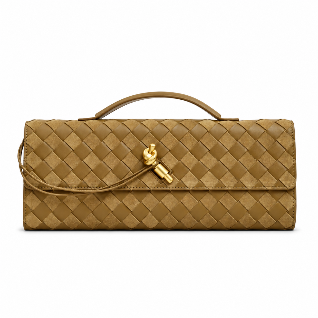 Bottega Veneta Andiamo Clutch Intrecciato Leather Olive detail