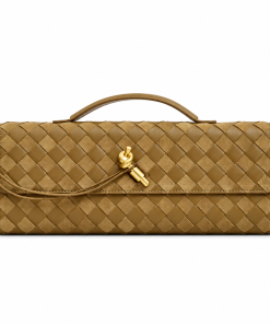 Bottega Veneta Andiamo Clutch Intrecciato Leather Olive detail