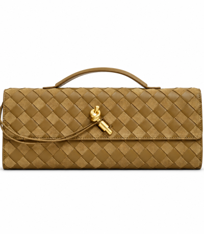 Bottega Veneta Andiamo Clutch Intrecciato Leather Olive detail