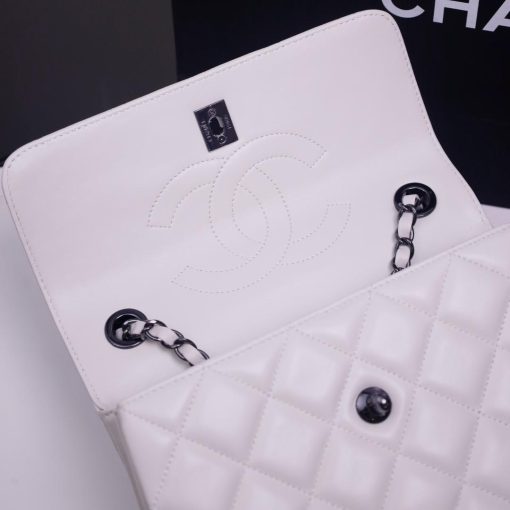 Chanel Small Trendy CC Flap Bag White Lambskin So Black 20cm - Image 8