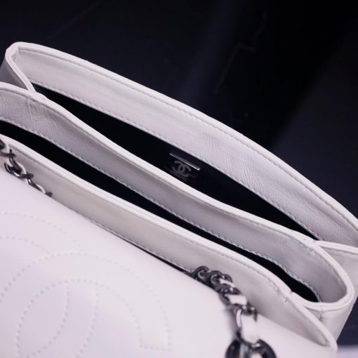 Chanel Small Trendy CC Flap Bag White Lambskin So Black 20cm - Image 7