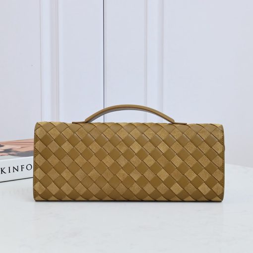 Bottega Veneta Andiamo Clutch Intrecciato Leather Olive original