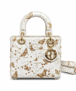 Dior Small Lady D-Joy Butterfly Zodiac White Embroidered