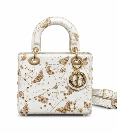 Dior Small Lady D-Joy Butterfly Zodiac White Embroidered