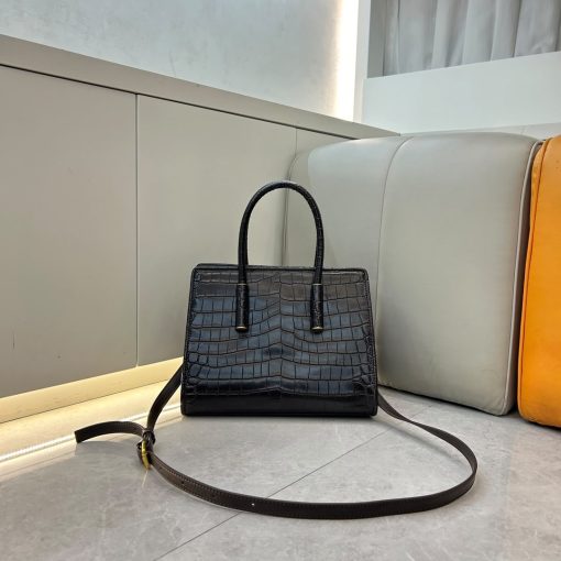 Bottega Veneta Arco Tote Croc-Embossed Leather - Black - Image 6