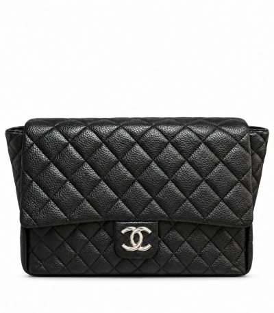 Chanel Classic Flap Bag Jumbo Black Caviar Silver Hardware