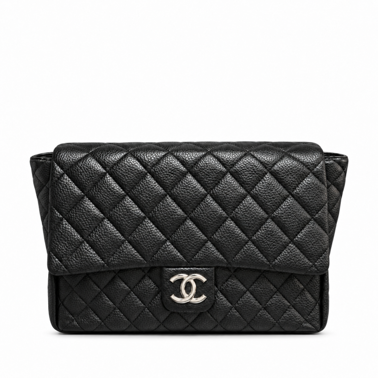 Chanel Classic Flap Bag Jumbo Black Caviar Silver Hardware