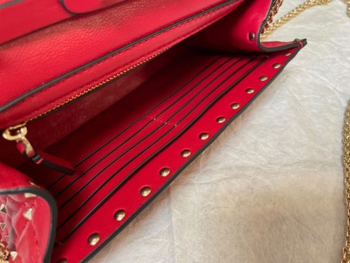 Valentino Rockstud Spike Quilted Chain Bag - Red - Image 5