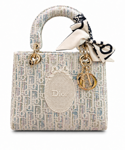 D Medium Lady Oblique Tweed Top Handle Bag