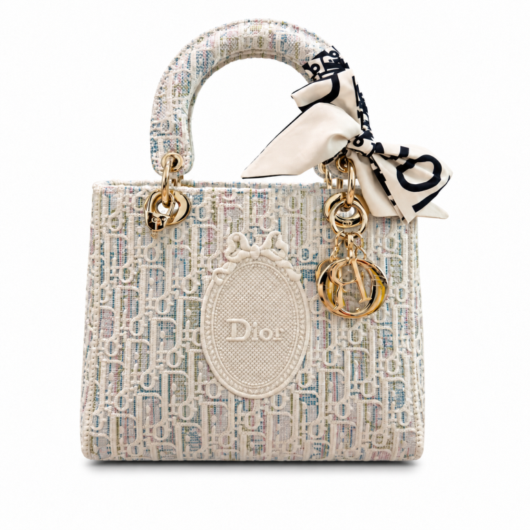 D Medium Lady Oblique Tweed Top Handle Bag