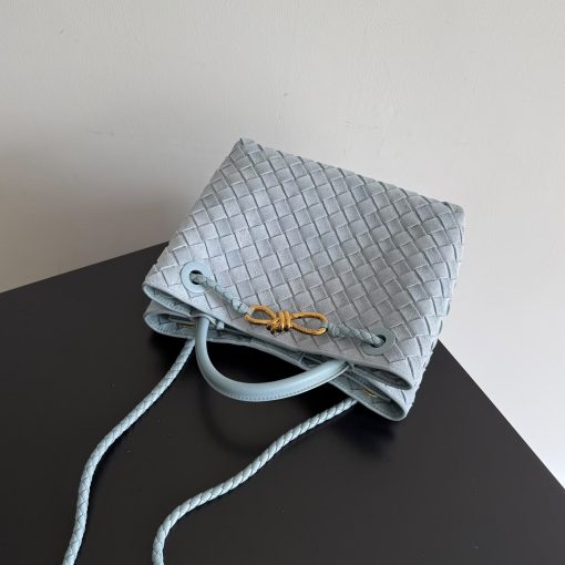 Bottega Veneta Small Andiamo Glacial Blue Suede - Image 7