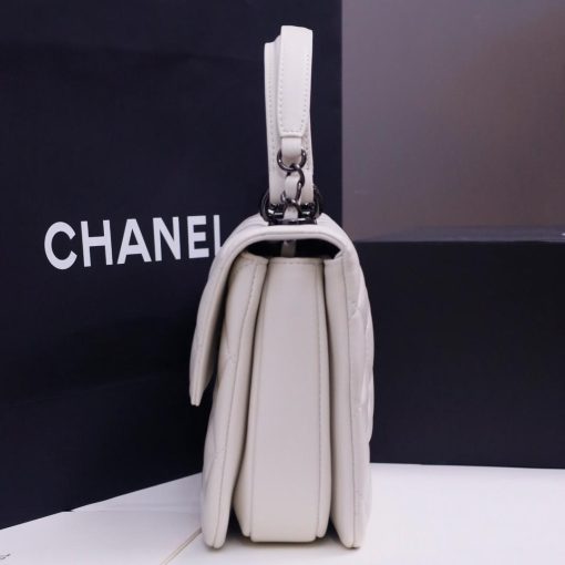 Chanel Small Trendy CC Flap Bag White Lambskin So Black 20cm - Image 4