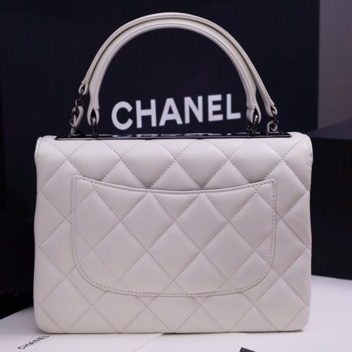 Chanel Small Trendy CC Flap Bag White Lambskin So Black 20cm - Image 3